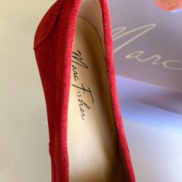 Mark Fisher Red Suede Flats, Buckle Flats NIB - Picture 6 of 8